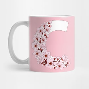 Colorful capital letter C patterned with sakura twig Mug